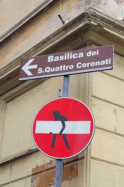 Italy, Lazio, Rome, No Entry Road sign