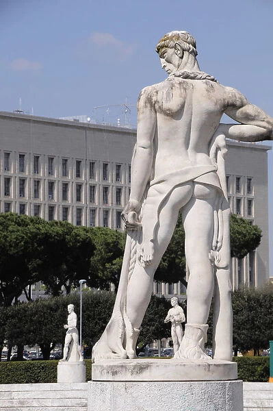 Italy, Lazio, Rome, Foro Italico, stadium statuary