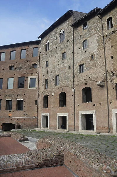 Italy, Lazio, Rome, Trajans Market, restored buildings & cobbled streets