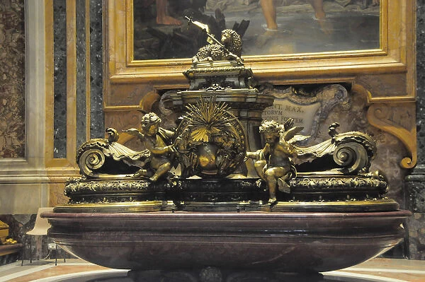 Italy, Lazio, Rome, Vatican City, St Peters Square, St Peters Basilica, Baptismal font in the Chapel of Baptismal Font designed by Carlo Fontana 1697