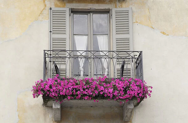 Italy, Piemonte, Lake Maggiore, Cannobio, window detail