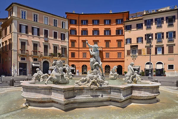 Italy, Rome, Piazza Navona, Fontana del Nettuno or Fountain of Neptune