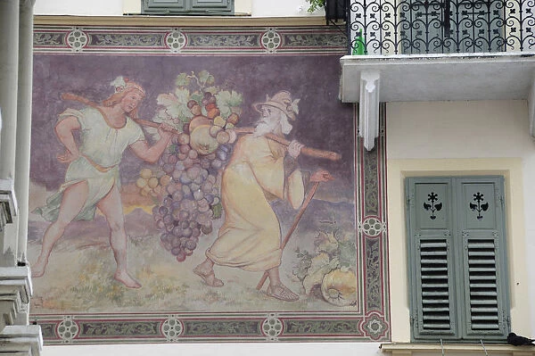 Italy, Trentino Alto Adige, Bolzano, wall painting detail on Casa Al Torchio