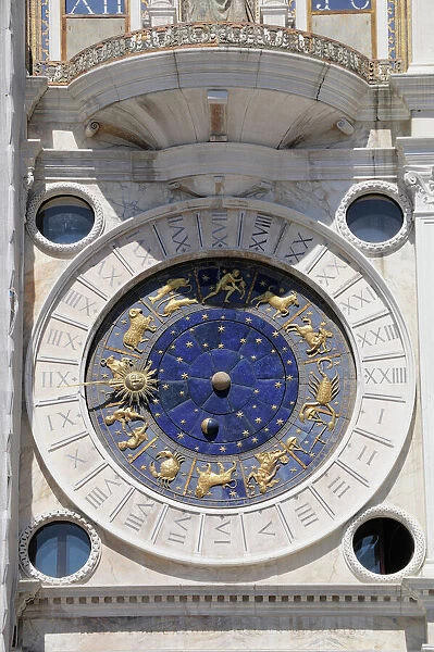 Italy, Veneto, Venice, Astronomical clock face, Torre dell Orologio, Piazza San Marco