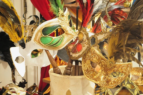 Italy, Veneto, Venice, collection of masks, San Marco
