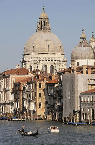 Italy, Veneto, Venice, Grand Canal & view of church of Santa Maria della Salute