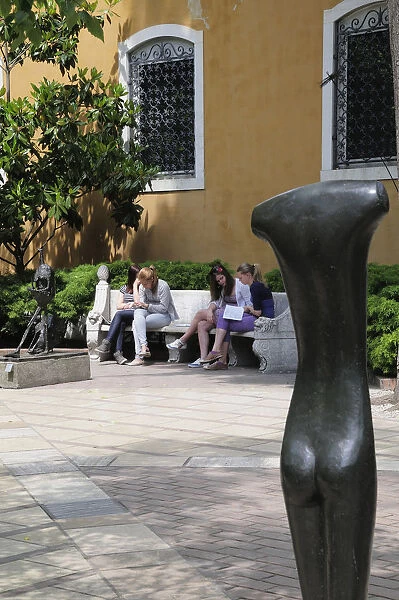 Italy, Veneto, Venice, Peggy Guggenheim Collection, garden with Giacometti sculpture