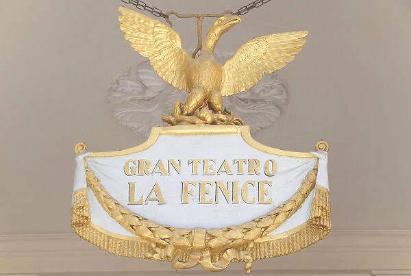Italy, Veneto, Venice, Teatro la Fenice sign