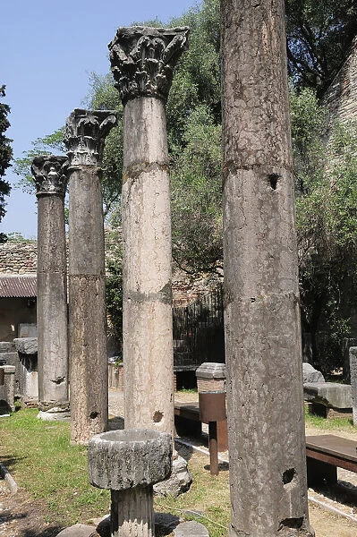 Italy, Veneto, Verona, Roman columns, Archaeological Museum, Teatro Romano