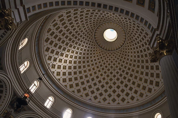 Malta Marsaxlokk Most Dome Cathedrak internal view of the spiral roof