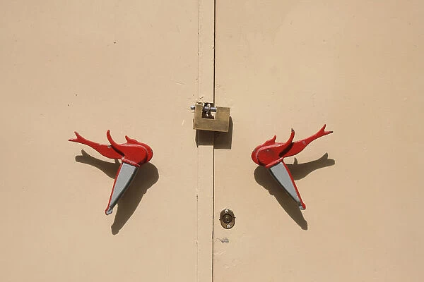 Malta, Safi, Ornate door handles on Labour party headquarters