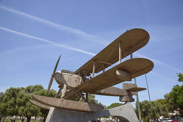 Portugal, Estredmadura, Lisbon, Belem, Sculpture of seaplane