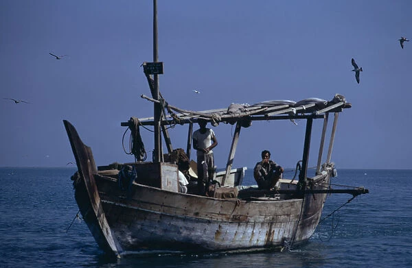 QATAR Fishing dhow boat at sea