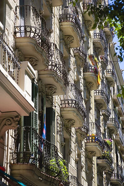 Spain, Catalonia, Barcelona, Apartment balconies