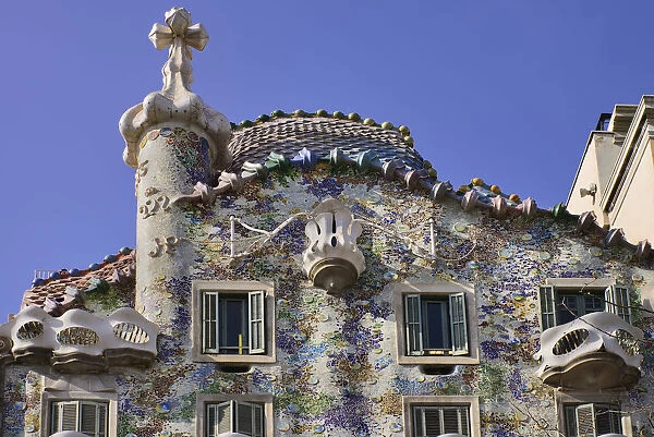 Spain, Catalunya, Barcelona, Casa Batllo by Antoni Gaudi