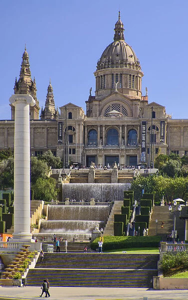 Spain, Catalunya, Barcelona, Montjuic, View of the central area of the Palau Nacional