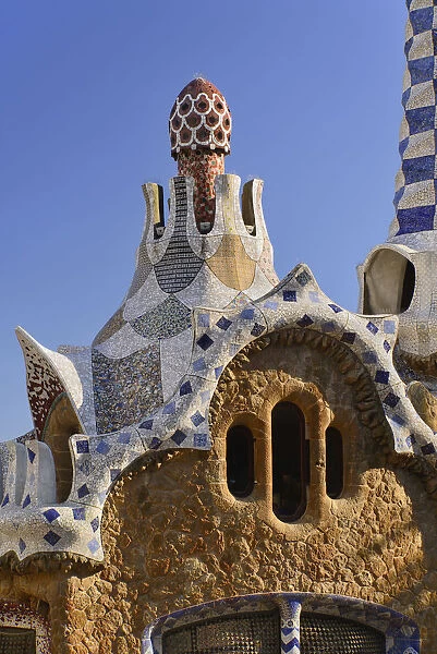 Spain, Catalunya, Barcelona, Parc Guell by Antoni Gaudi