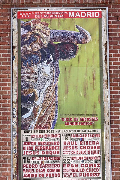 Spain, Madrid, Poster for forthcoming bull fights at de Las Ventas