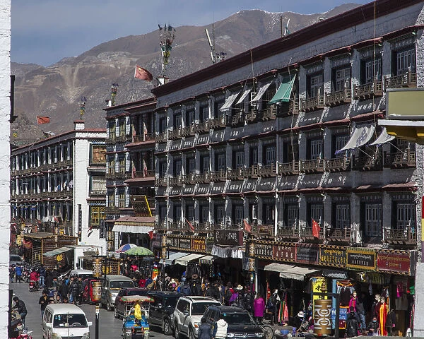 A street scene in modern Lhasa, Tibet