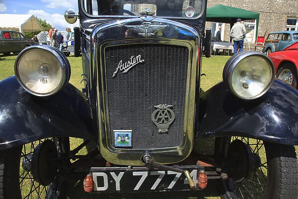 Transport, Cars, Old, Classic car show, Raditor grill of Austin Seven with crank start