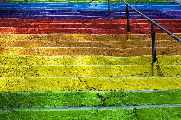 Turkey, Istanbul, Colourful painted steps, Karakoy region