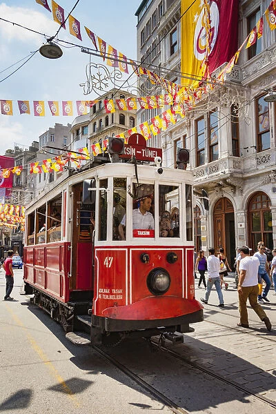 Turkey, Istanbul, The Taksim to Tunel tram, Istiklal Street, Beyoglu District