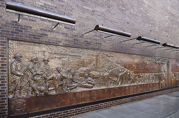 USA, New York, FDNY Memorial Wall at Ground Zero