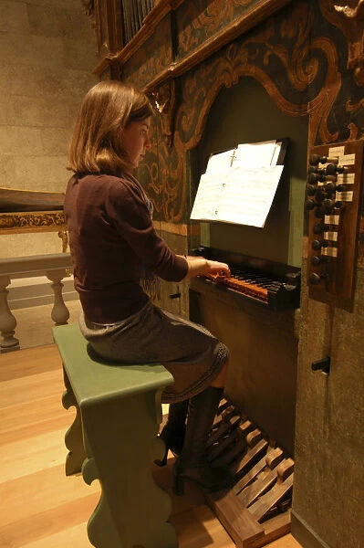 USA NY Rochester 17th century baroque organ played by masters student Annie Kirk at