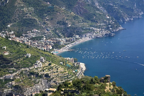 View of the Amalfi coastline from the hillside town of Ravello