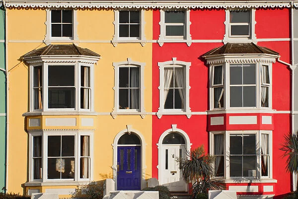 Wales, Llanfairfechan, Colourful housing along the seafront