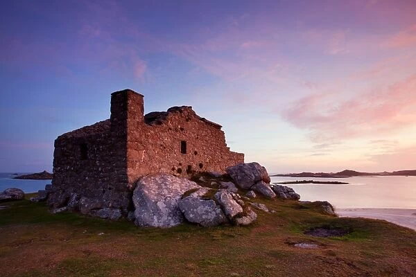 16th century fort built to defend harbour at sunrise, The Blockhouse, Block Point, between Green Porth and Cooks Porth