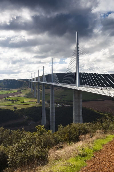 France, Midi-Pyrenees Region, Aveyron Department, Millau, Millau Viaduct Bridge