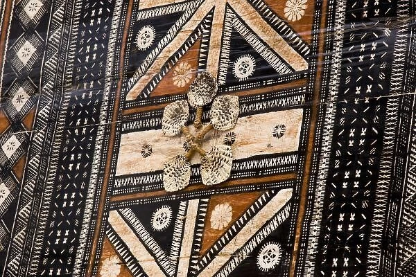 Polynesia, Kingdom of Tonga. Detail of tapa cloth made of bark. Credit as: Wendy