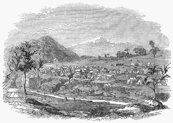 AUSTRALIAN GOLD RUSH, 1853. Gold mining town of Sofala, along the Turon River in New South Wales