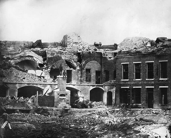 CIVIL WAR: FORT SUMTER. The barracks of Fort Sumter destroyed during bombardment from the Second Battle of Charleston Harbor. Photograph, September 1863