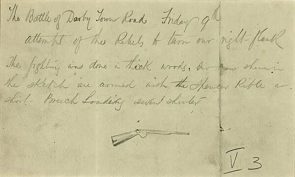 CIVIL WAR: RIFLE, 1864. Verso of a drawing by William Waud, 9 October 1864, with
