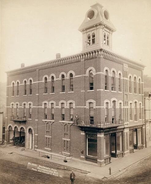 DEADWOOD: CITY HALL, 1890. City Hall of Deadwood, South Dakota. Photograph by John Grabill