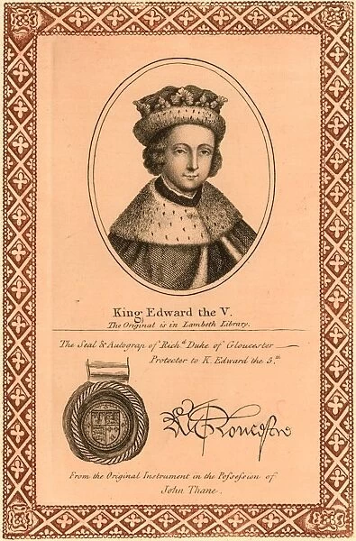EDWARD V (1470-1483). King of England, April-June 1483. Line engraving, English, c1800
