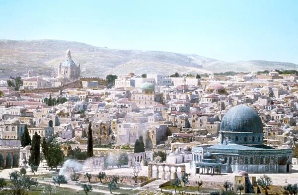 JERUSALEM: TEMPLE MOUNT. The Dome of the Rock and city of Jerusalem, with Mount