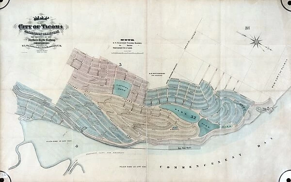 Map for the city of Tacoma, Washington, prepared by Frederick Law Olmsted and G. K. Radford, 1873