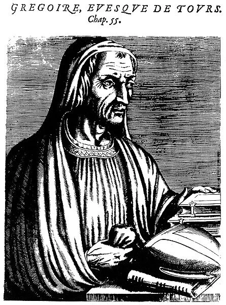 ST. GREGORY OF TOURS (c538-594). Frankish ecclesiastic and historian. Copper engraving from Andre Thevets Les Vrais Pourtraits et Vies des Hommes Illustres, published at Paris in 1584