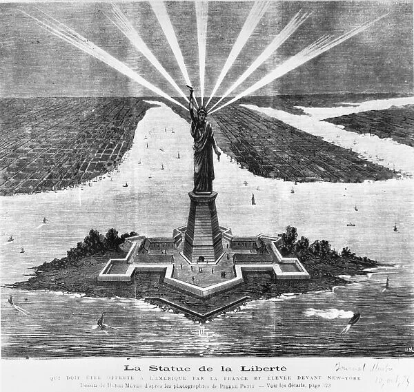 STATUE OF LIBERTY, 1875. Design for the Statue of Liberty. Line engraving from the French newspaper Le Journal Illustr