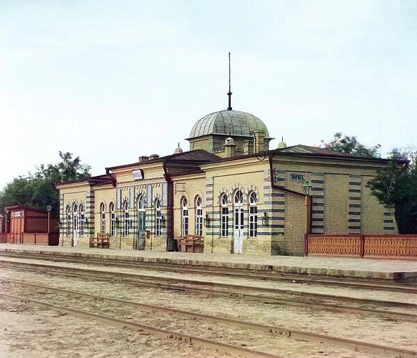 TURKMENISTAN: RAILROAD. A view of the raiload station in the village of Farab, Turkmenistan