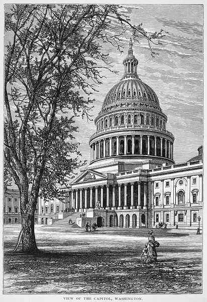 U. S. CAPITOL. View of the U. S. Capitol in Washington, D. C. Wood engraving, c1876