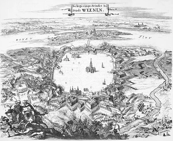 VIENNA: SIEGE, 1683. The second siege of Vienna, Austria, by the Turks in 1683. Contemporary Dutch engraving