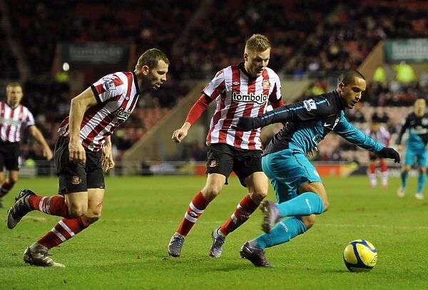 Clash at the Stadium of Light: Walcott vs Larsson and Bardsley in the FA Cup Battle between Sunderland and Arsenal