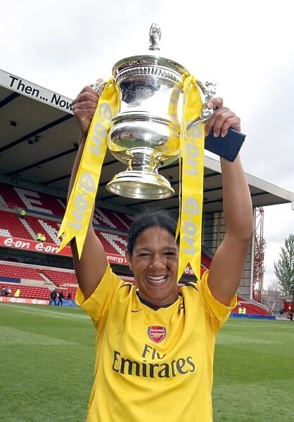 Mary Philip with the FA Cup: Arsenal Ladies Glory over Charlton Athletic