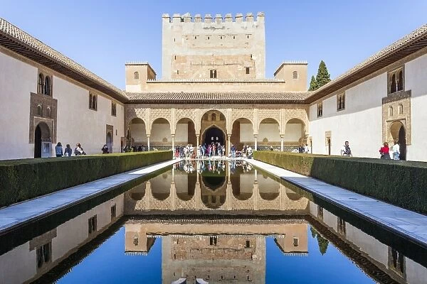The Court of the Myrtles at the Alhambra Palace in Spain