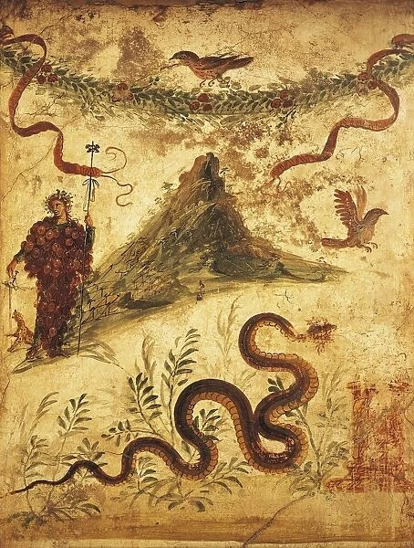Bacchus and Vesuvius, fresco