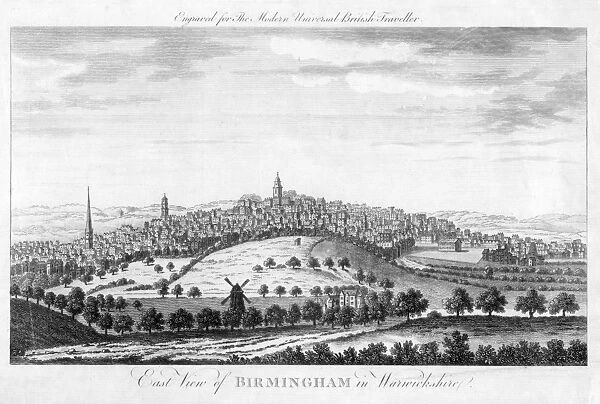 East View of Birmingham in Warwickshire. From The Modern Universal British Traveller